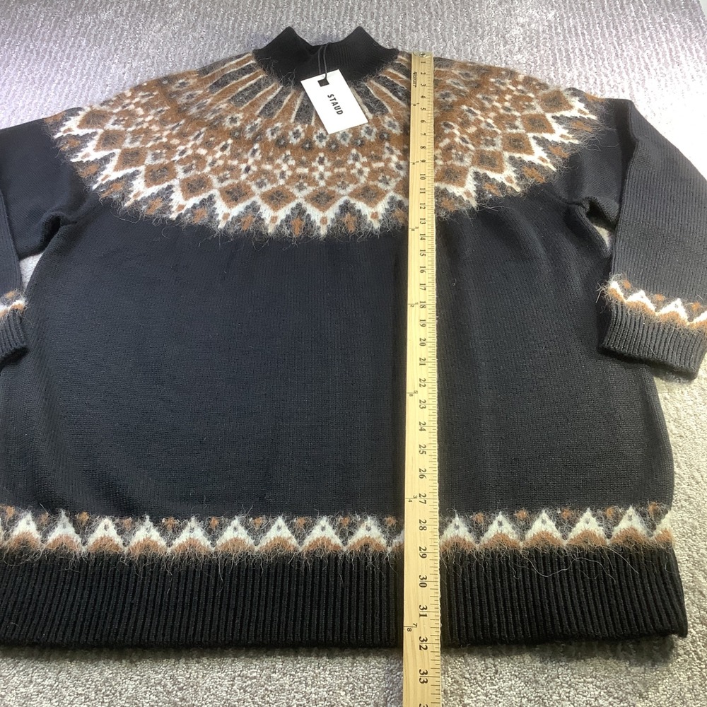 STAUD Liza Sweater Dress Zermatt Black Fair Isle Wool Alpaca Size L NWT - Picture 10 of 10